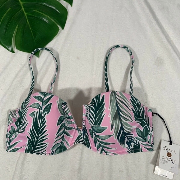 NWT $30 Shade & Shore Sun Tan Push Up V Wire Bandeau Bikini Top [SZ 34B‎ ] - Picture 4 of 13